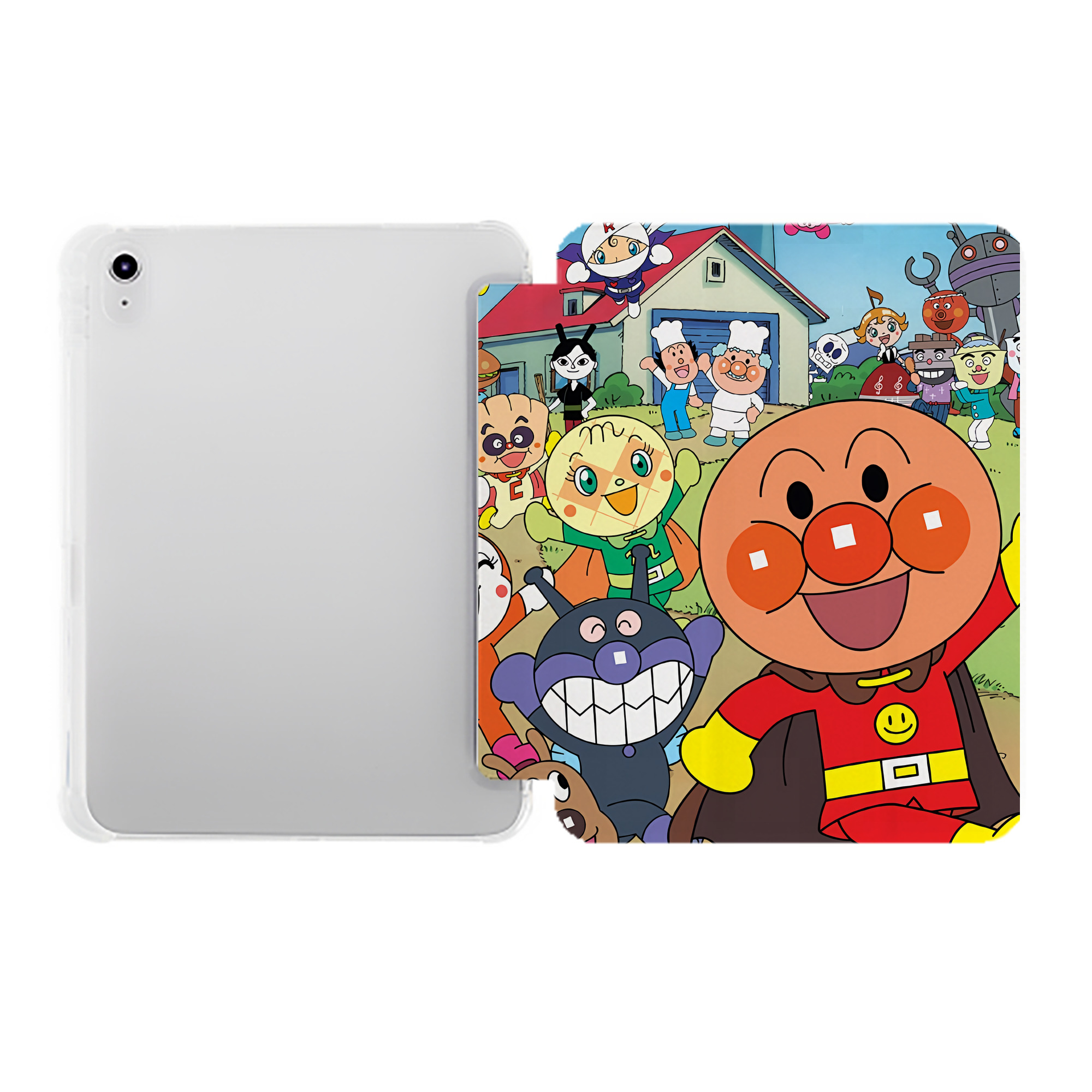（画像用） アンパンマン Anpanman IPad ケース ペン収納付き 三つ折りスタンド PUレザー×シリコン 対応機種9.5/10.5/10.9インチ